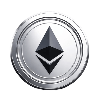Grafisch onderdeel dat zweeft met de Ethereum (ETH)-coin